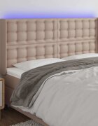 vidaXL LED горна табла за легло капучино 147x16x118/128 см