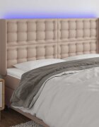 vidaXL LED горна табла за легло капучино 183x16x118/128 см
