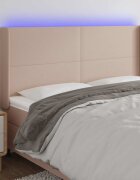 vidaXL LED горна табла за легло капучино 203x16x118/128 см