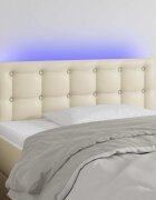 vidaXL LED Горна табла за легло кремава 100x5x78/88 см