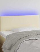 vidaXL LED Горна табла за легло кремава 100x5x78/88 см