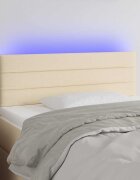 vidaXL LED горна табла за легло кремава 100x5x78/88 см плат