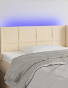 vidaXL LED горна табла за легло кремава 103x16x78/88 см плат