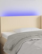 vidaXL LED горна табла за легло кремава 103x16x78/88 см плат
