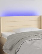 vidaXL LED горна табла за легло кремава 103x16x78/88 см плат