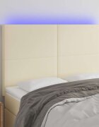 vidaXL LED горна табла за легло кремава 144x5x118/128 см