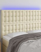vidaXL LED горна табла за легло кремава 144x5x118/128 см