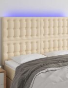 vidaXL LED горна табла за легло кремава 144x5x118/128 см плат