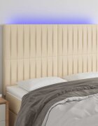 vidaXL LED горна табла за легло кремава 144x5x118/128 см плат