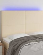 vidaXL LED горна табла за легло кремава 144x5x118/128 см плат