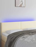 vidaXL LED Горна табла за легло кремава 144x5x78/88 см