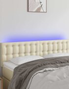 vidaXL LED Горна табла за легло кремава 144x5x78/88 см