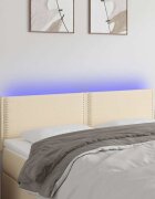 vidaXL LED горна табла за легло кремава 144x5x78/88 см плат