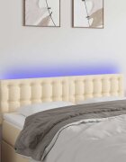 vidaXL LED горна табла за легло кремава 144x5x78/88 см плат