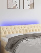 vidaXL LED горна табла за легло кремава 144x7x78/88 см плат