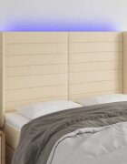 vidaXL LED горна табла за легло кремава 147x16x118/128 см плат