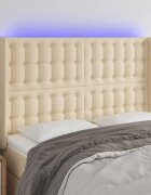 vidaXL LED горна табла за легло кремава 147x16x118/128 см плат