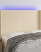 vidaXL LED горна табла за легло кремава 147x16x118/128 см плат