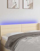 vidaXL LED горна табла за легло кремава 147x16x78/88 см плат