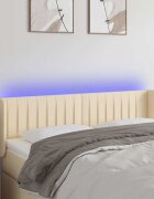 vidaXL LED горна табла за легло кремава 147x16x78/88 см плат