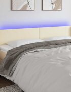 vidaXL LED горна табла за легло кремава 163x16x78/88 см