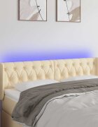 vidaXL LED горна табла за легло кремава 163x16x78/88 см плат