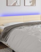 vidaXL LED горна табла за легло кремава 163x16x78/88 см плат