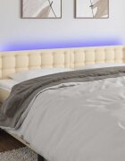 vidaXL LED горна табла за легло кремава 163x16x78/88 см плат