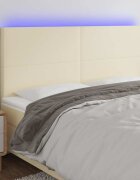 vidaXL LED горна табла за легло кремава 180x5x118/128 см