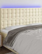 vidaXL LED горна табла за легло кремава 180x5x118/128 см