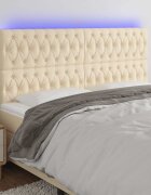 vidaXL LED горна табла за легло кремава 180x7x118/128 см плат