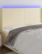 vidaXL LED горна табла за легло кремава 183x16x118/128 см