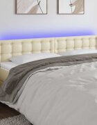 vidaXL LED горна табла за легло кремава 183x16x78/88 см