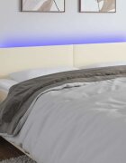 vidaXL LED Горна табла за легло кремава 200x5x78/88 см