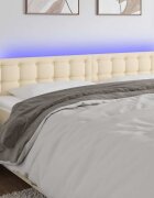 vidaXL LED горна табла за легло кремава 200x5x78/88 см плат