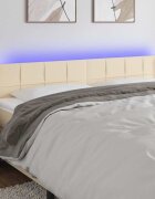 vidaXL LED горна табла за легло кремава 203x16x78/88 см плат