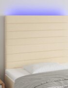 vidaXL LED горна табла за легло кремава 80x5x118/128 см плат