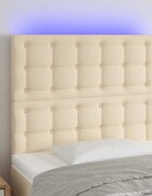 vidaXL LED горна табла за легло кремава 80x5x118/128 см плат