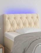 vidaXL LED горна табла за легло кремава 80x7x78/88 см плат