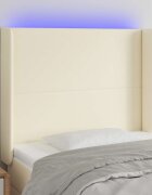 vidaXL LED горна табла за легло кремава 83x16x118/128 см