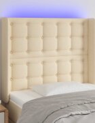 vidaXL LED горна табла за легло кремава 83x16x118/128 см плат