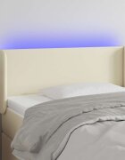 vidaXL LED горна табла за легло кремава 83x16x78/88 см