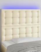 vidaXL LED горна табла за легло кремава 90x5x118/128 см