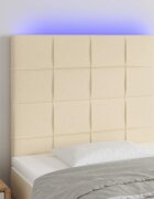 vidaXL LED горна табла за легло кремава 90x5x118/128 см плат