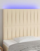 vidaXL LED горна табла за легло кремава 90x5x118/128 см плат