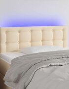 vidaXL LED горна табла за легло кремава 90x5x78/88 см плат