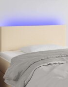 vidaXL LED горна табла за легло кремава 90x5x78/88 см плат