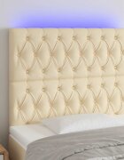 vidaXL LED горна табла за легло кремава 90x7x118/128 см плат