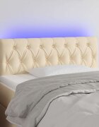 vidaXL LED горна табла за легло кремава 90x7x78/88 см плат