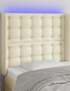 vidaXL LED горна табла за легло кремава 93x16x118/128 см
